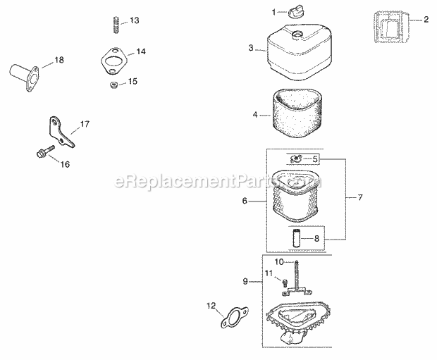 Engine Air Intake And Exhaust Diagram and Parts List for 1517 13A-231G100 Cub Cadet Lawn Tractor